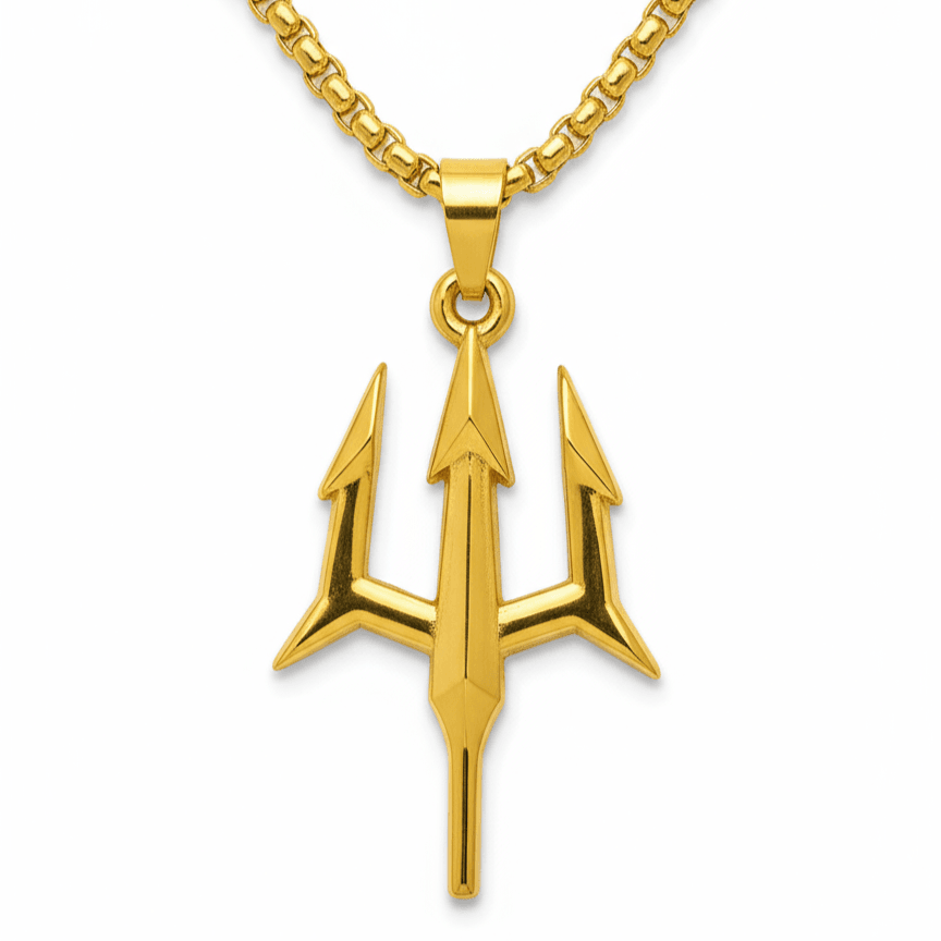Divine Trident Gold Pendant (24 Inch)